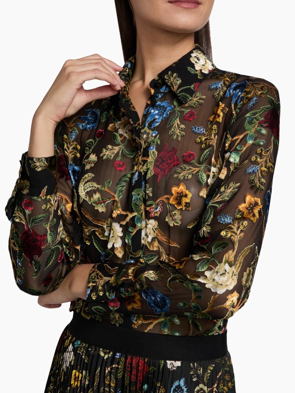 Alice + Olivia Tapestry Trails Willa Placket Top - Picture 4 of 8